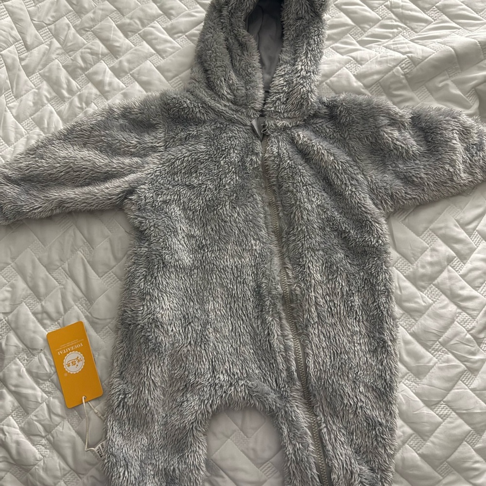 Cozy Gray Fleece Kids One Piece